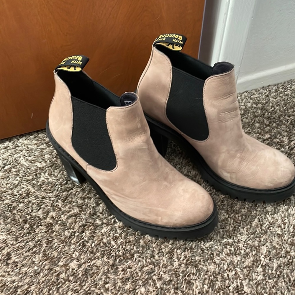 Dr. Martens ultra high heeled booties.